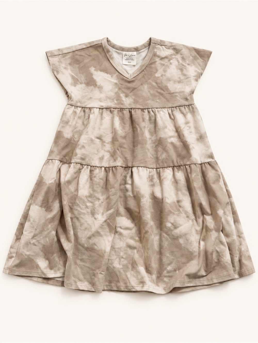 Kids Tiered Tie-Dye Dress - Taupe